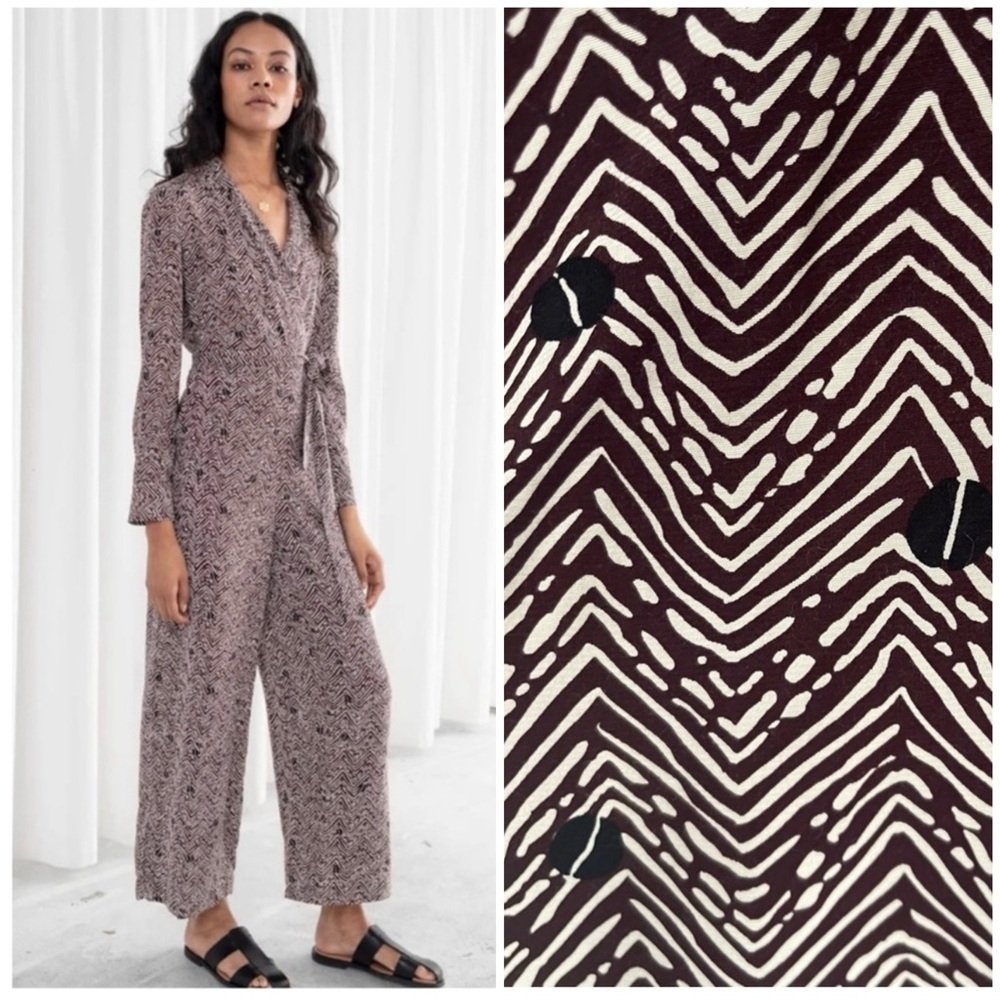 & Other Stories Wide Leg Jumpsuit Brown and Black Size 2